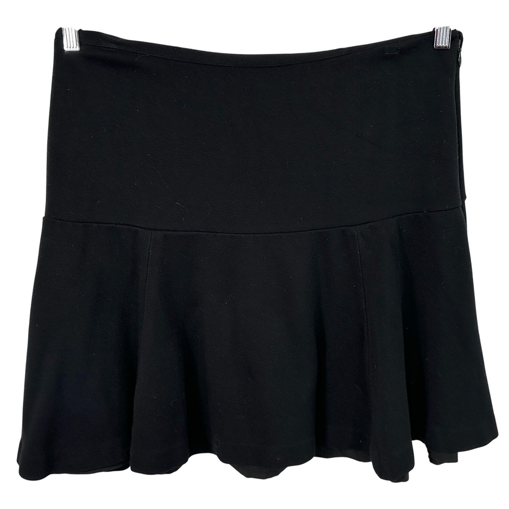 Lauren Ralph Lauren Size 10 Mini Skirt Black Drop Waist Ponte Knit Skater 842